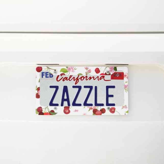 Cherry Pattern 1 License Plate Frame (On Car)