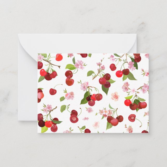 Cherry Pattern 1 Note Card (Front)