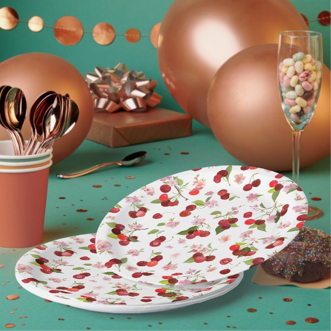 Cherry Pattern 1 Paper Plates (Multi)