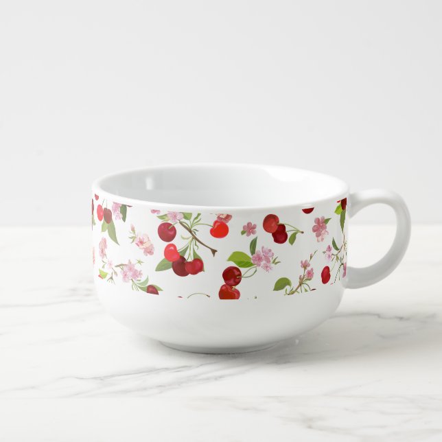Cherry Pattern 1 Soup Mug (Left)