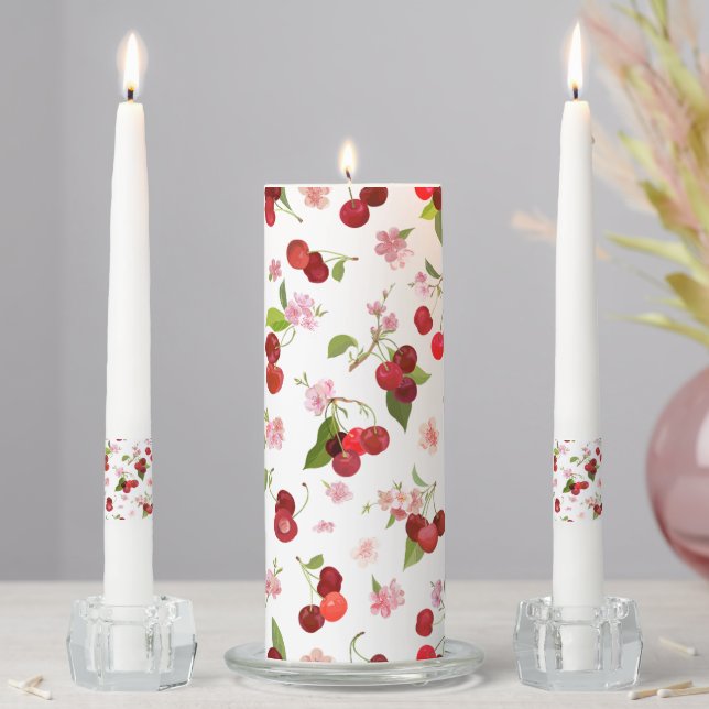 Cherry Pattern 1 Unity Candle Set (In Situ)