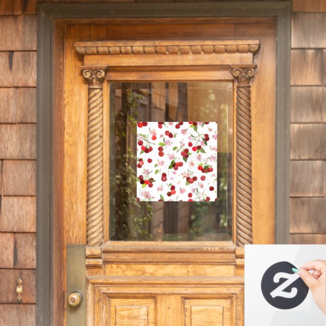 Cherry Pattern 1 Window Cling (Home Door)