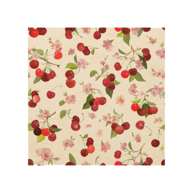 Cherry Pattern 1 Wood Wall Art (Front)