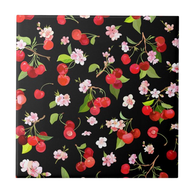 Cherry Pattern 2 Ceramic Tile (Front)