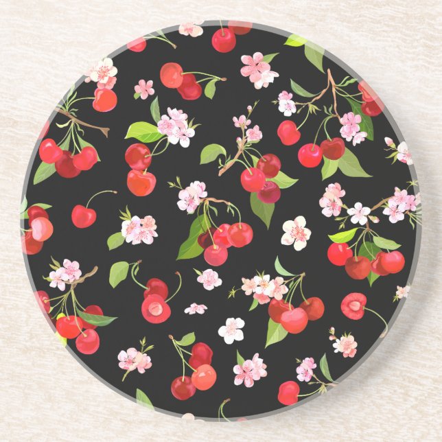 Cherry Pattern 2 Coaster (Front)