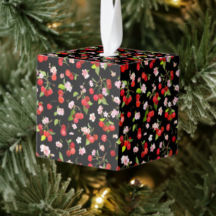 Cherry Pattern 2 Cube Ornament