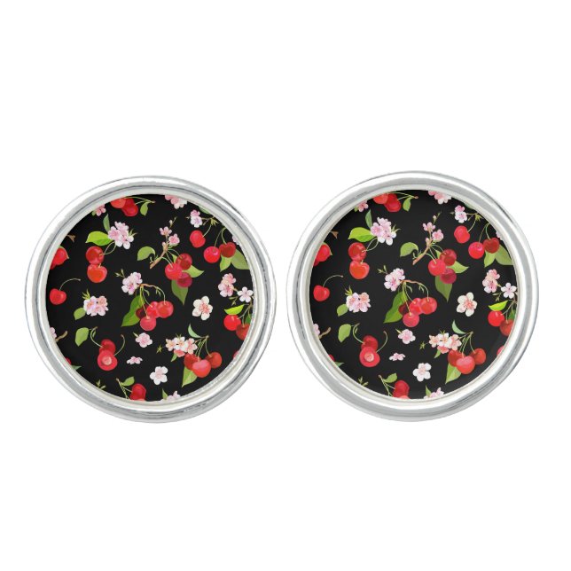 Cherry Pattern 2 Cufflinks (Front)