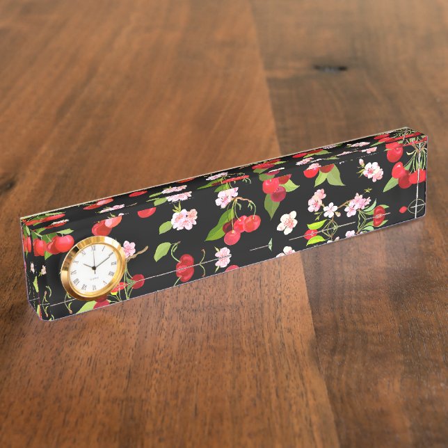 Cherry Pattern 2 Desk Name Plate (Side)