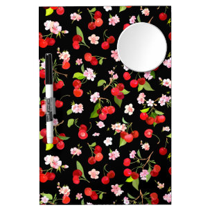 Cherry Pattern 2 Dry Erase Board With Mirror