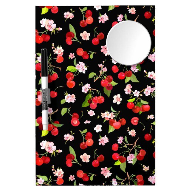 Cherry Pattern 2 Dry Erase Board With Mirror (Front)