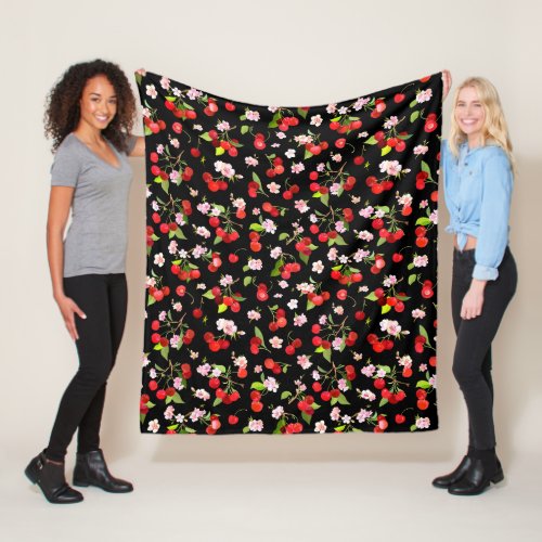 Cherry Pattern 2 Fleece Blanket