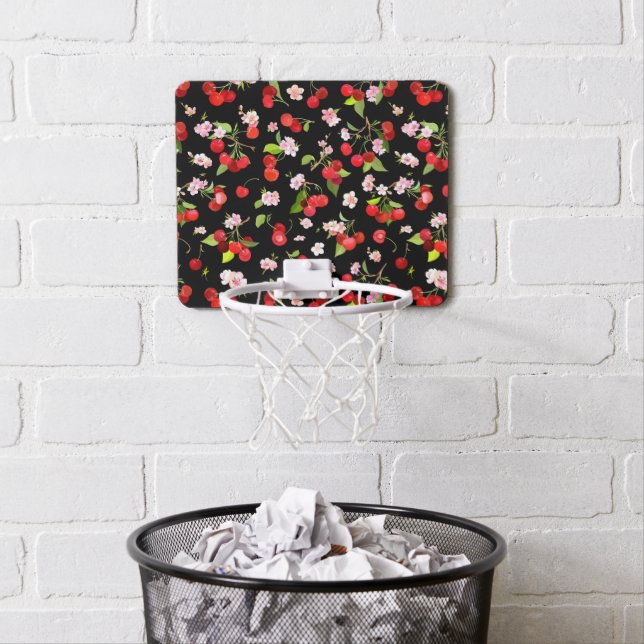 Cherry Pattern 2 Mini Basketball Hoop (In Situ)