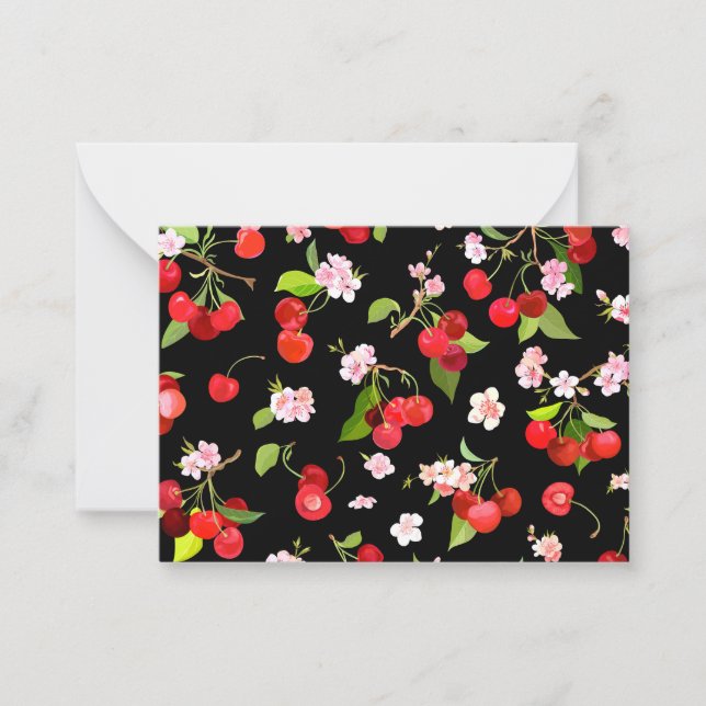 Cherry Pattern 2 Note Card (Front)