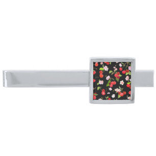 Cherry Pattern 2 Silver Finish Tie Bar