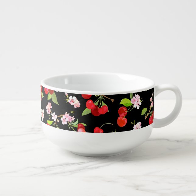 Cherry Pattern 2 Soup Mug (Left)