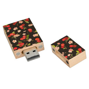 Cherry Pattern 2 Wood Flash Drive