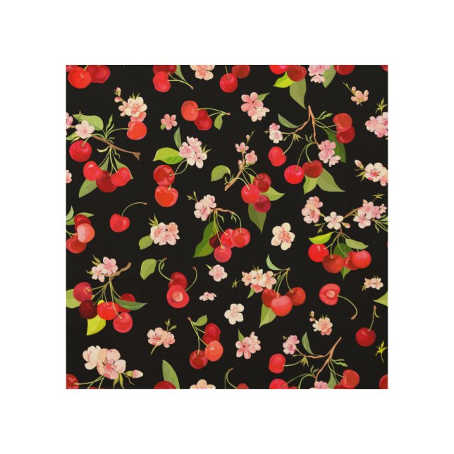 Cherry Pattern 2 Wood Wall Art (Front)