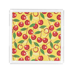 Cherry pattern acrylic tray
