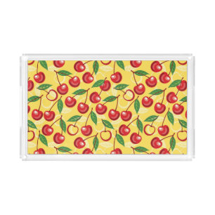 Cherry pattern acrylic tray