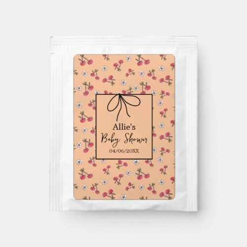 Cherry Pattern Baby Shower Favor Tea Bag Drink Mix
