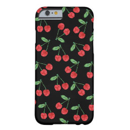 Cherry Pattern Black iPhone Case