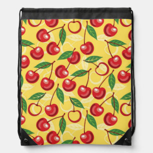 Cherry pattern drawstring bag