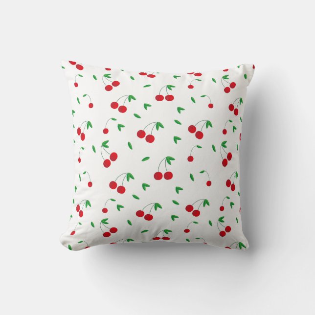 Cherry Pattern Easy Cherry Drawing Cherry Art Cher Throw Pillow (Front)
