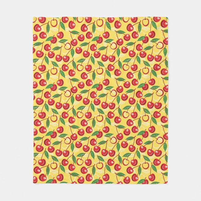 Cherry pattern fleece blanket (Front)