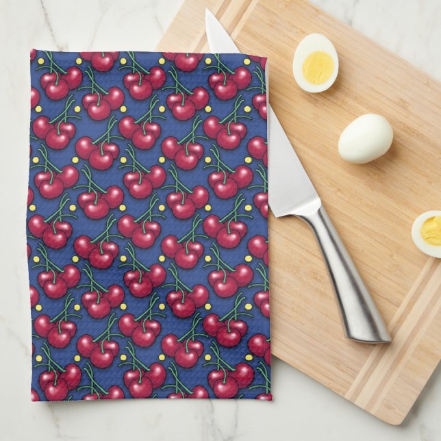 Cherry Pattern Kitchen Towel (Quarter Fold)