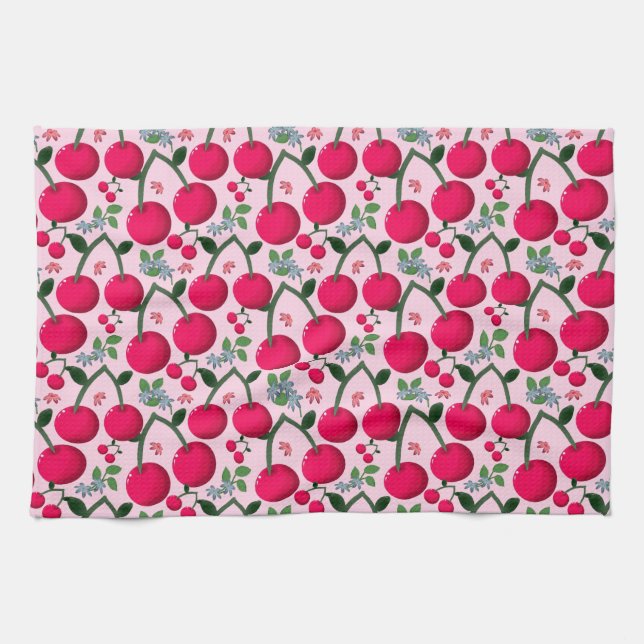 Cherry pattern  kitchen towel (Horizontal)