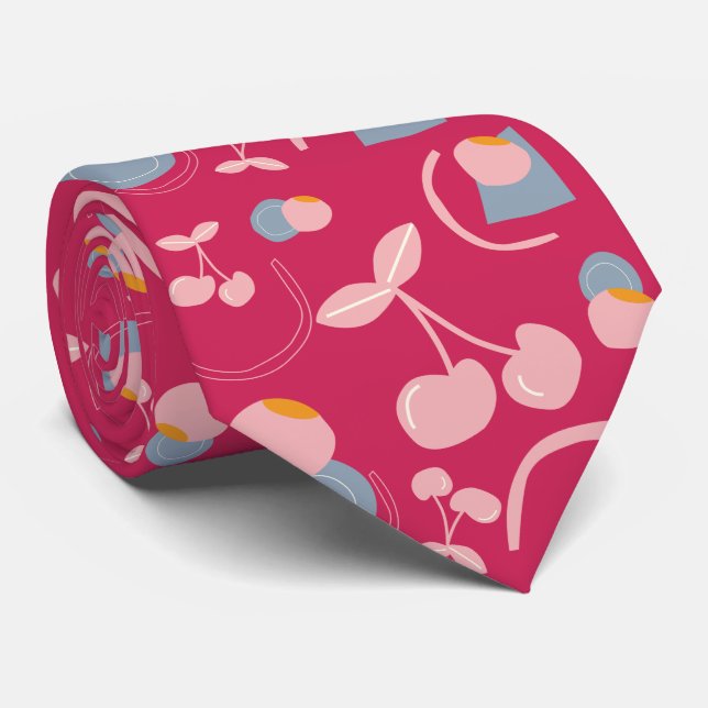 Cherry pattern neck tie (Rolled)