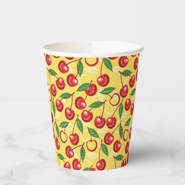 Cherry pattern paper cups (Left)