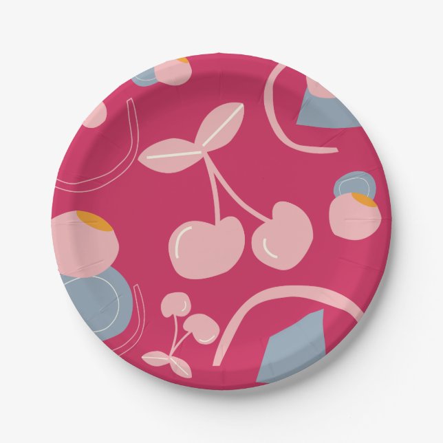 CHERRY PATTERN PAPER PLATES (Front)