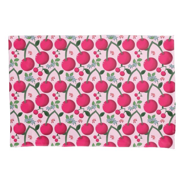 Cherry pattern  pillow case (Front)