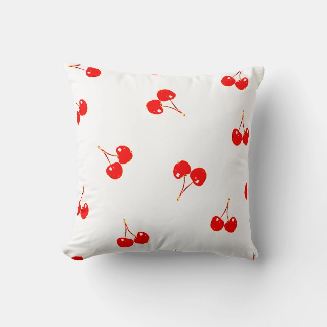 Cherry Pattern Pop Version Throw Pillow (Front)
