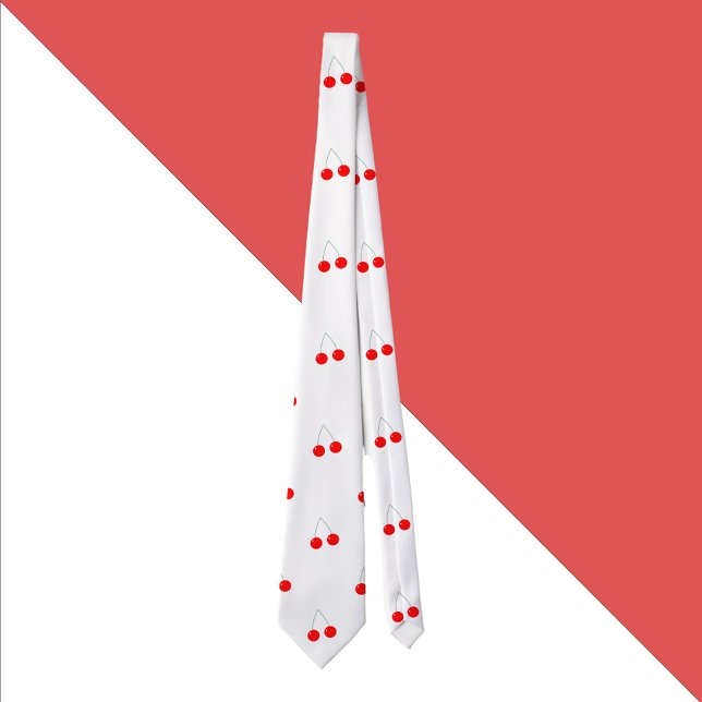 Cherry Pattern Red Fruit Neck Tie (A tie with a fun cherry pattern)
