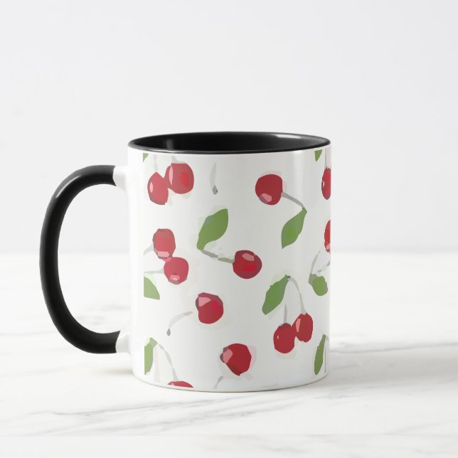 Cherry Pattern Red Mug (Left)