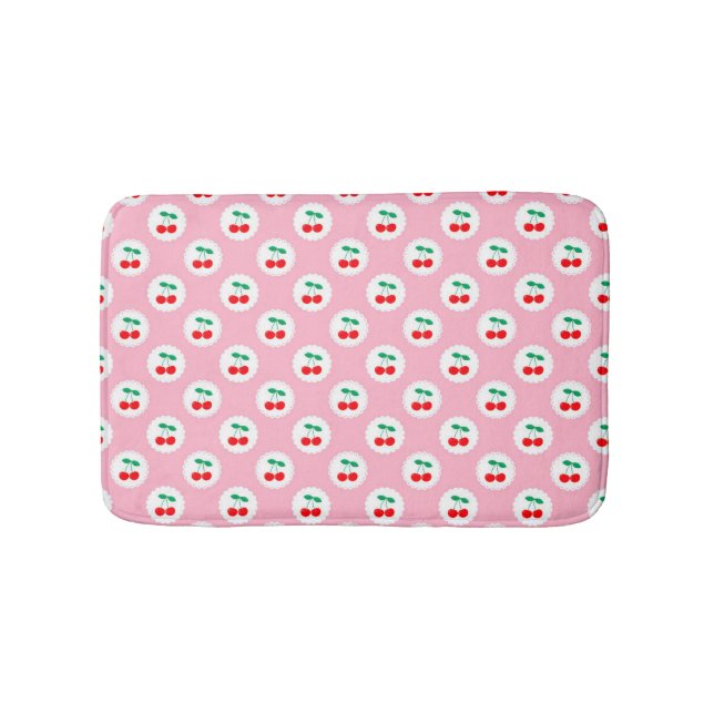 Cherry Pattern – Retro Fruit Gift & Decor Bath Mat (Front)