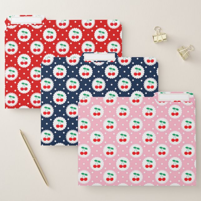 Cherry Pattern – Retro Fruit Gift & Decor File Folder (Set)