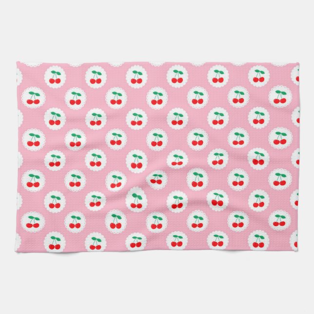 Cherry Pattern – Retro Fruit Gift & Decor Kitchen Towel (Horizontal)