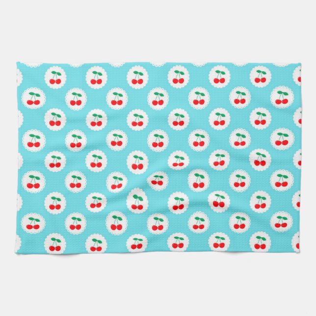 Cherry Pattern – Retro Fruit Gift & Decor Kitchen Towel (Horizontal)