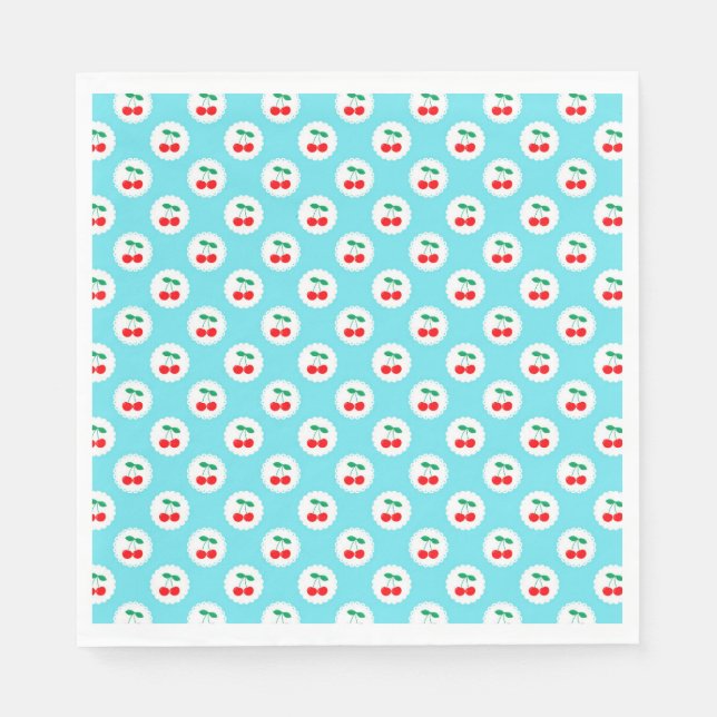 Cherry Pattern – Retro Fruit Gift & Decor Napkins (Front)