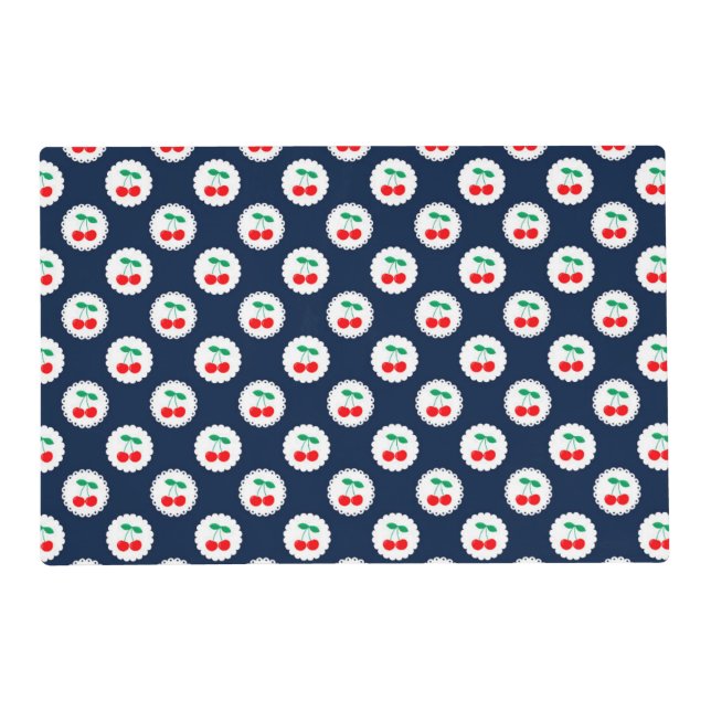 Cherry Pattern – Retro Fruit Gift & Decor Placemat (Front)