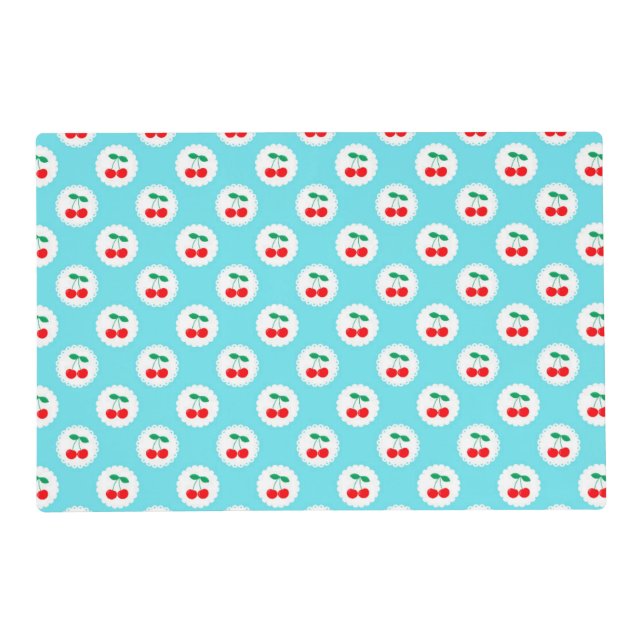 Cherry Pattern – Retro Fruit Gift & Decor Placemat (Front)