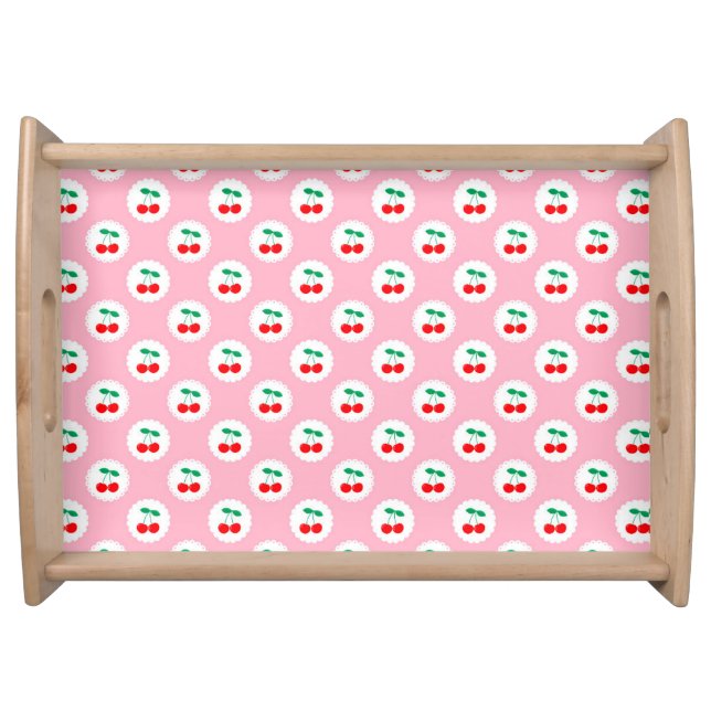 Cherry Pattern – Retro Fruit Gift & Decor Serving Tray (Front)