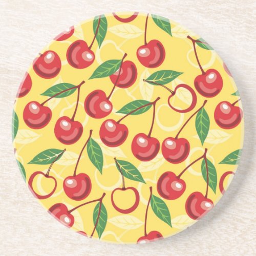 Cherry pattern sandstone coaster