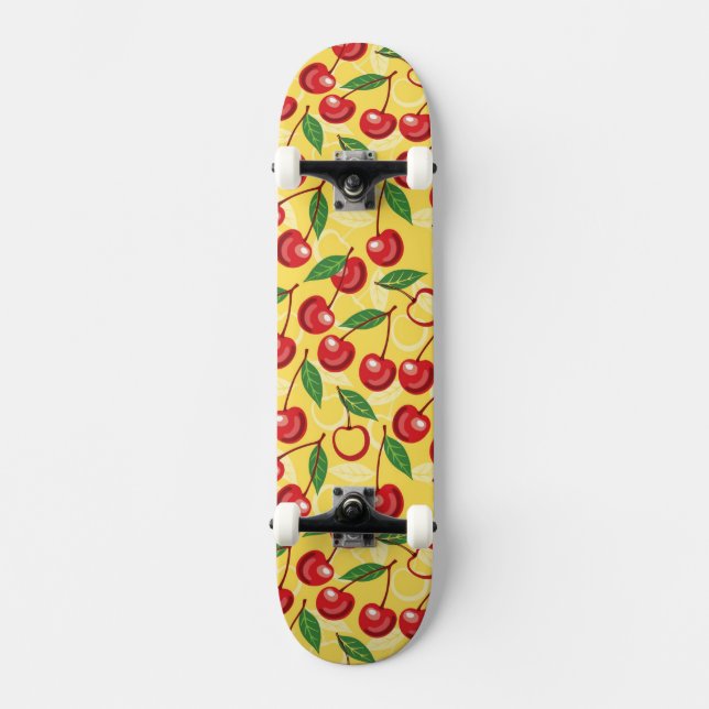 Cherry pattern skateboard deck (Front)