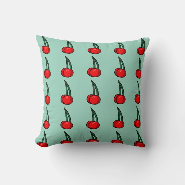 Cherry Pattern Throw Pillow (Front)