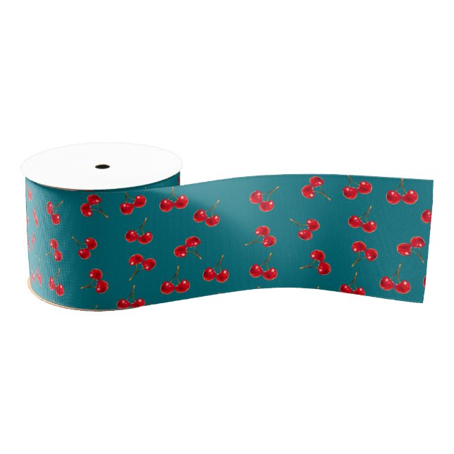 Cherry Pattern vivid Grosgrain Ribbon (Spool)