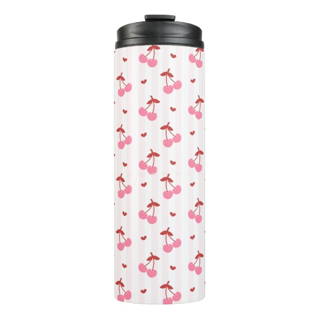 Cherry Pattern with Hearts  Thermal Tumbler (Front)
